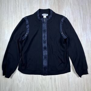 Evelyn & Arthur Sport Black Full Zip Casual Office Workwear Chic Jacket Medium